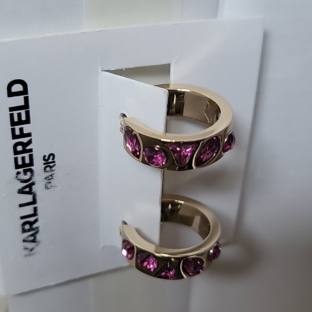 Karl Lagerfeld Pink and Gold Studded Earrings